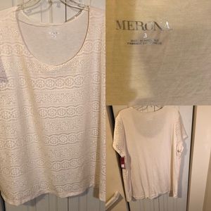 NWT Merona 3X Cream/Off-White Lace Shirt